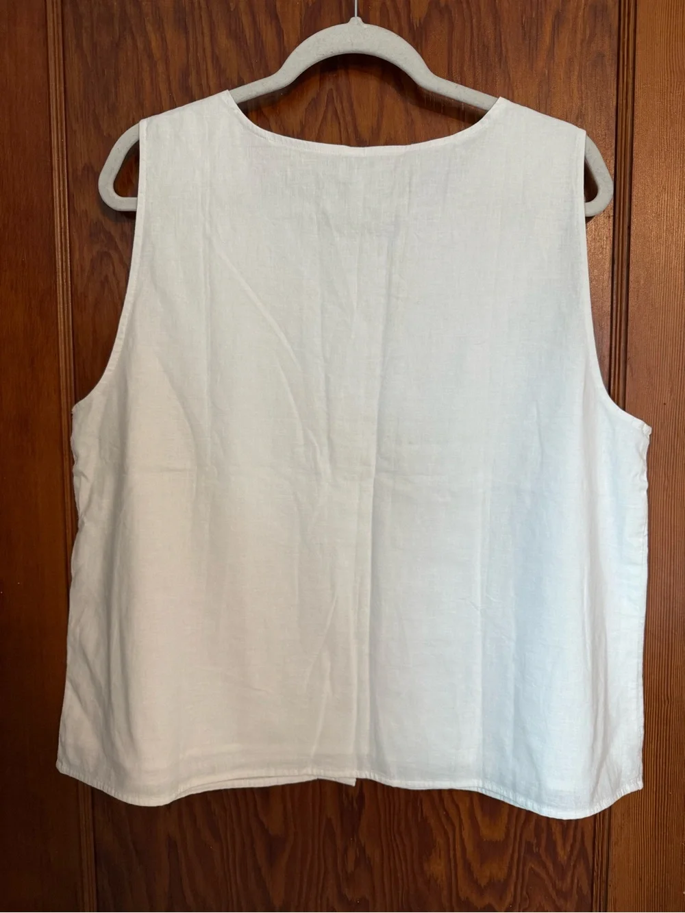 J. Crew White Sleeveless Button-Front Linen Blend Tank